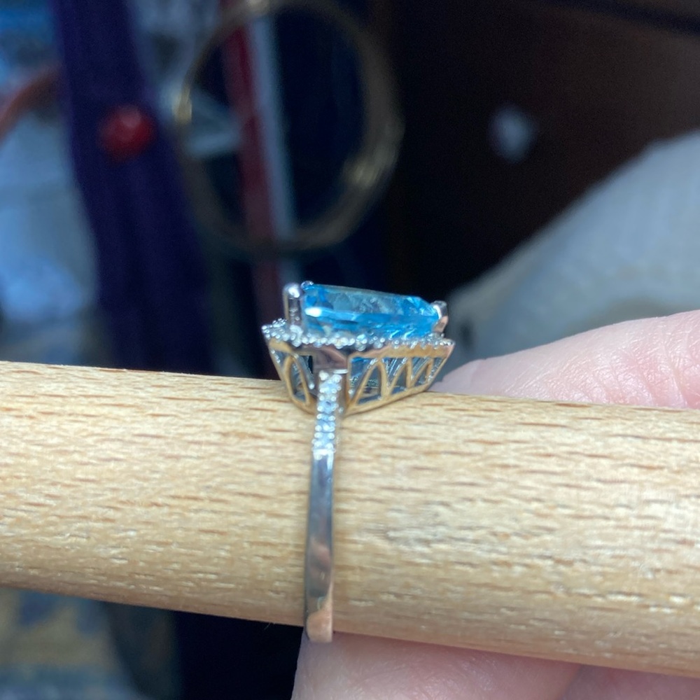 Heart-Shaped Blue Ice Ring and Bracelet Set 925 Sterling - Picture 3 of 8